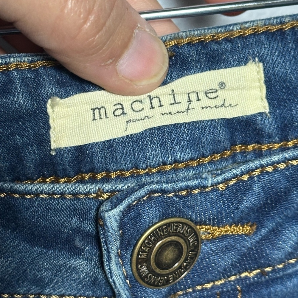 Machine Distressed Denim Jean Shorts - Picture 6 of 7